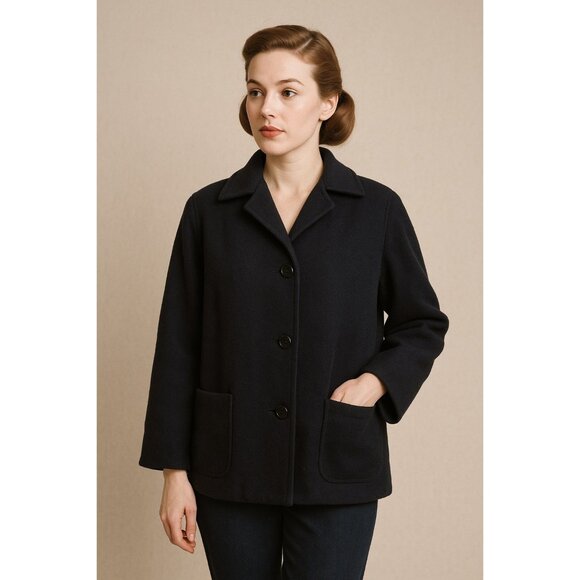 L.L. Bean Vintage Wool Peacoat Women’s Small | Classic Navy Swing Coat | Made in - Picture 1 of 9